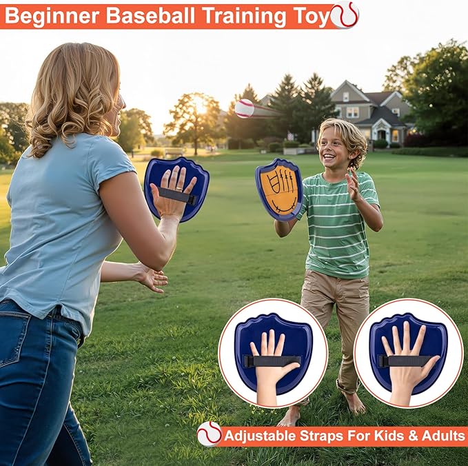 Aywewii Toss and Catch Ball Set Beginner Baseball Training Gloves Beach/Pool Toys Outdoor/Backyard Games for Toddlers and Kids Ages 3-8 Fun Gift for Boys and Girls (Dark Blue, 2 Paddles & 2 Balls)