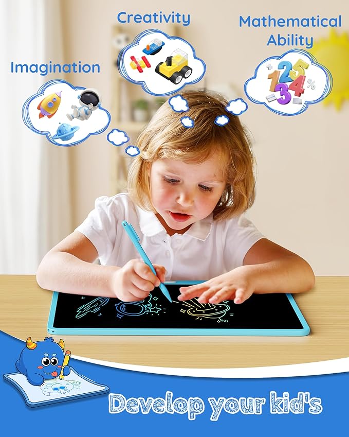 TEKFUN LCD Writing Tablet for Adults, Large Doodle Board, 16 Inch Colorful Drawing Tablet Writing Pad, Toddler Toys for 3 4 5 6 7 8 9 Year Old Girls Boys Teen, Birthday Gifts for Kids (Blue)