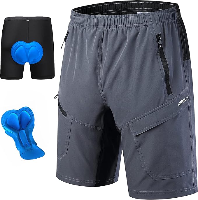 Men's Mountain Bike Shorts 3D Padded Baggy Bicycle Riding Cycling Shorts Quick Dry Lightweight Biking Shorts