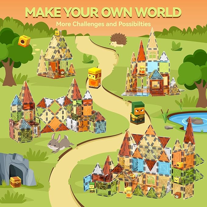 VigorFun Magnetic Tiles Building Toys Set for Kids Ages 3-5 4-8, STEM Construction Kit with 8 Magnetic Blocks, Educational Sensory Magnetic Toys Gifts for Toddler Boys Girls Learning Classroom