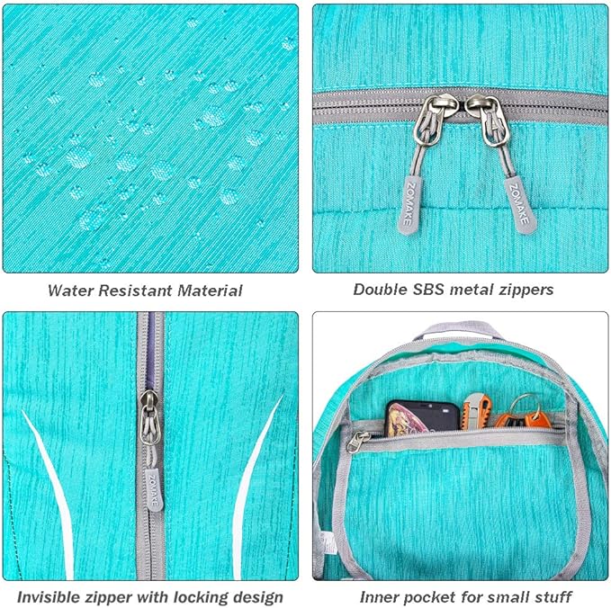 ZOMAKE 25L Ultra Lightweight Packable Backpack, Foldable Hiking Backpacks Water Resistant Small Folding Daypack for Travel(Aqua Blue)