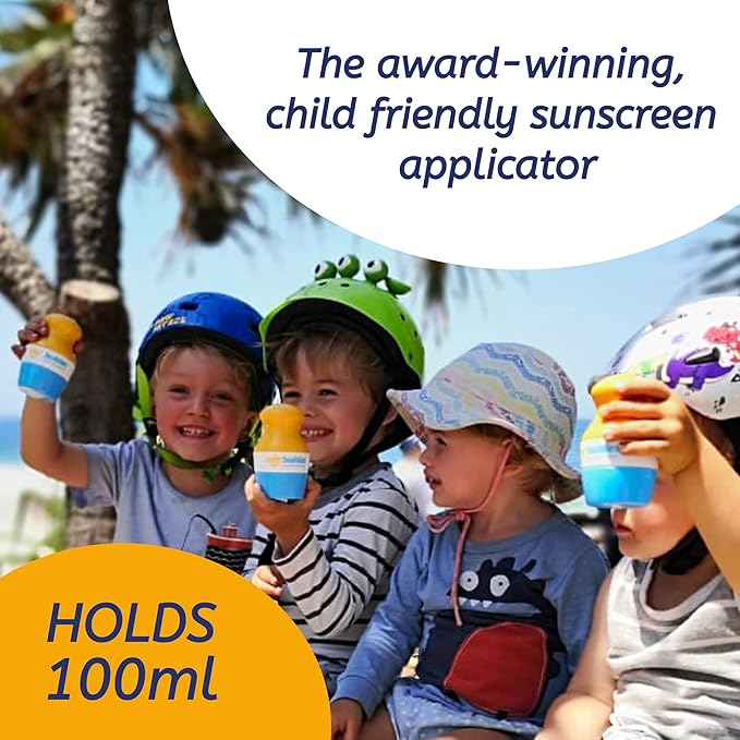 Solar Buddies Sunscreen Applicator - Blue & Green Duo - BPA-Free Refillable Roll on Sponge Sunscreen, Suncream & Lotion Applicator For Kids, Adults & Families - Holds 3.4fl oz, Perfect Size for Travel