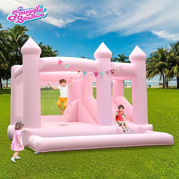13FT Pink Inflatable Bounce House Big Castle with Ball Pit and Slide Bounce House for Kids 3-12 Indoor and Outdoor Bouncing Castles with Hair Dryers Birthday Parties Inflatable Party Supplies