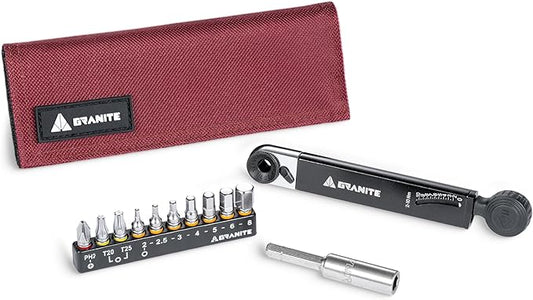Granite Rocknroll TQ Torque Ratchet Bike Tool Kit, Multifunction Bike Kit with 10 Tool Bits and Extension Rod, Portable Torque Tightening Tool Kit for Mountain Bike (Red)