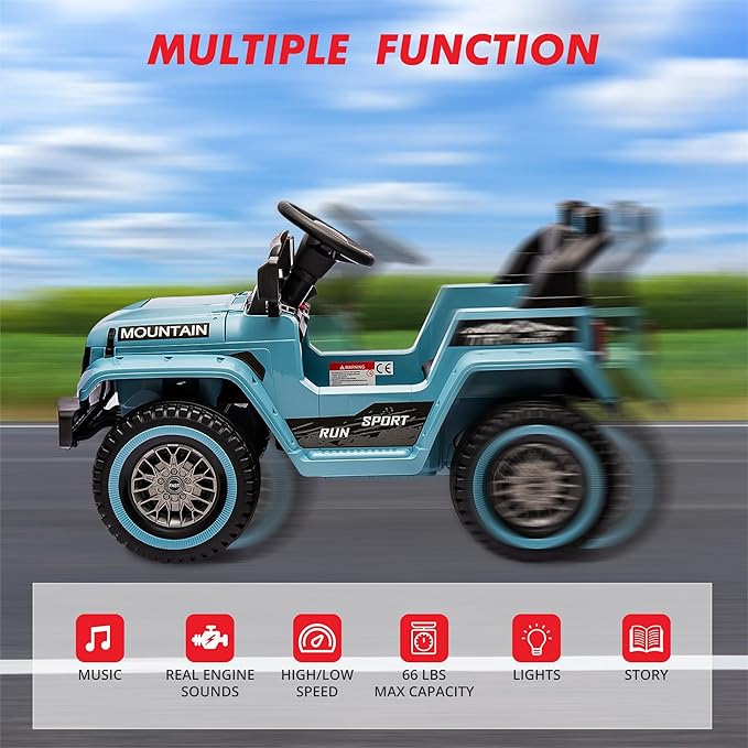 12V Kids Ride-on Truck with Parent Remote Control,All-Terrain Electric Car with Twin 35w Motors, 3 Speeds & Spring Suspension,LED Lights for Fun Night Drives,Ideal Gift for Boys & Girls