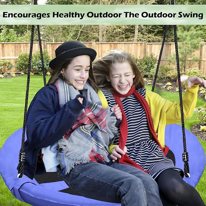 40" Saucer Tree Swing for Kids - 500Lb Weight Capacity, Waterproof Platform Swing Seat with Adjustable Ropes for Kids Playground Outdoor Activity Backyard Fun