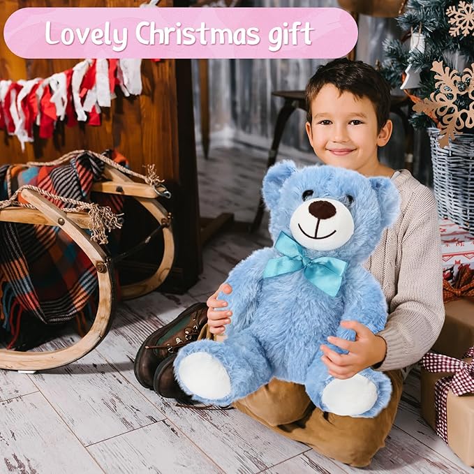 Zhanmai 9 Packs Cute Bear Stuffed Animals 14 Inch Plush Bears in 7 Colors Stuffed Animals Bulk for Valentine Gift Graduation Baby Shower Birthday Party Favor(Pink, Blue)