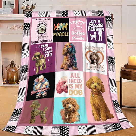 Poodle Throw Blanket Poodle Puppy Stuff Gifts for Dog Lover Kids Girls Boys Adults Women Men Soft Cozy Warm Plush Fluffy Fuzzy Fleece Blanket Decor 40''X50''