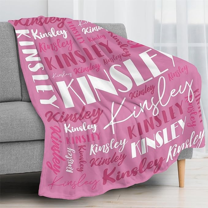 Name Blanket Personalized Blanket for Adult Kids Flannel Customize Throw Blanket Custom (Color 06, 50 x 60 Inches)