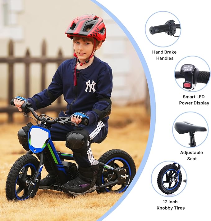 Lightweight Electric Dirt Bike for Kids, 170W Powerful Racing Grade Electric Motorcycle Up to 10MPH, 24V Detachable Battery, 12-Inch Off-Road Tires, Adjustable Seat - Ideal for Ages 3-6