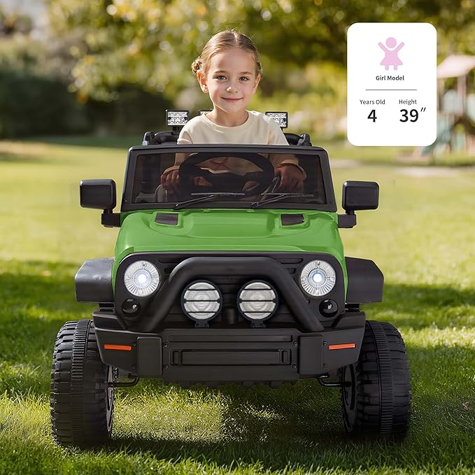 Kids Ride on Car Toy, 24V Electric Car for Kids with Remote Control, 2x200W Motors - Army Green
