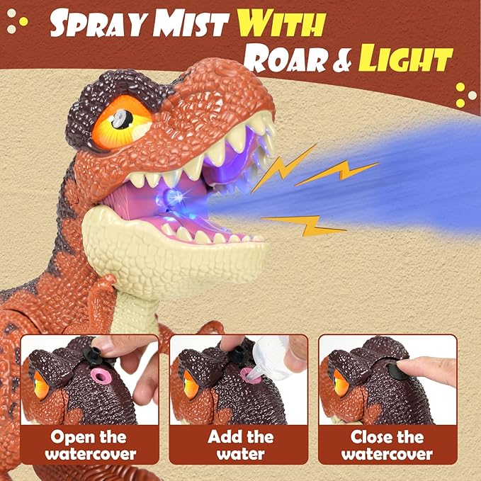 Dinosaur Toy for Kids Ages 3-7 - Best Birthday Gifts for 3 4 5 6 7 Year Old Boys, Electric Dino Toy with Mist Spray & Roaring Sounds
