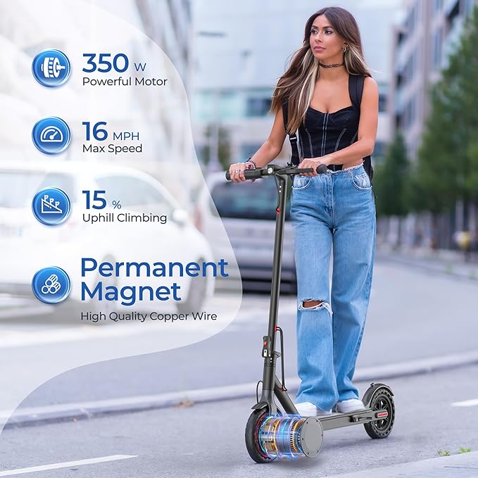 Electric Scooter, 8.5" /10" /14" Tire, 16/19/22 Mph Top Speed, 12/22/27/28/49 Miles Long Range, Folding Escooter for Adults and Teens with Dual Braking,Dual Suspension, App