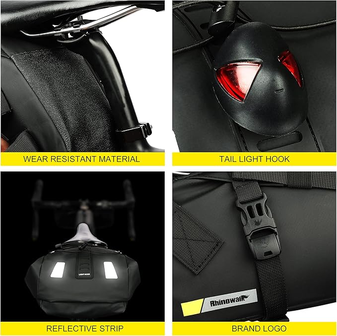 Rhinowalk Waterproof Bike Saddle Bag 13L - Under Seat Storage for Mountain Road Biking and Commuting Trips