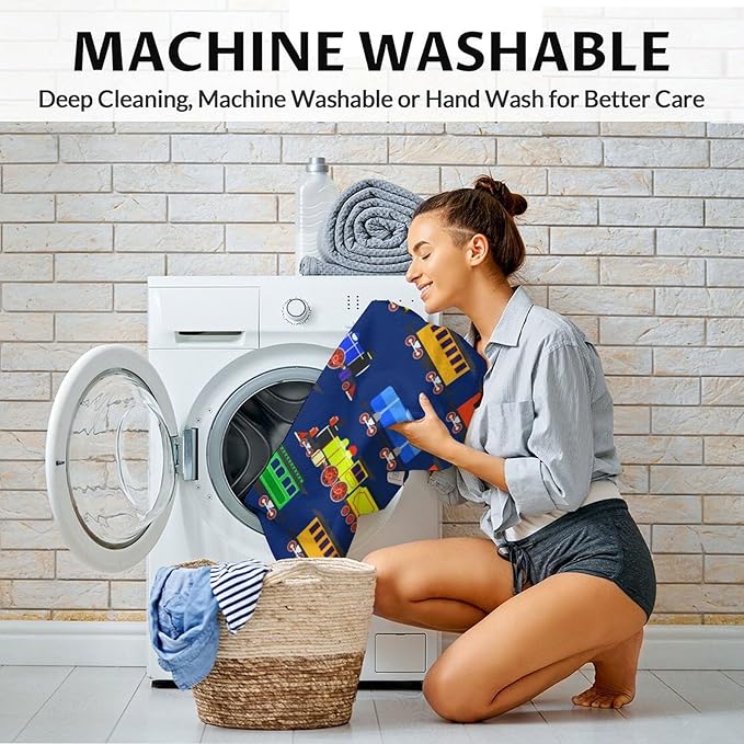 Train Blankets for Boys, Girls - Warm Cozy Throw Blanket - 40"x50" Inches Crib Size Throws for Couch - Dark Blue Train Gifts