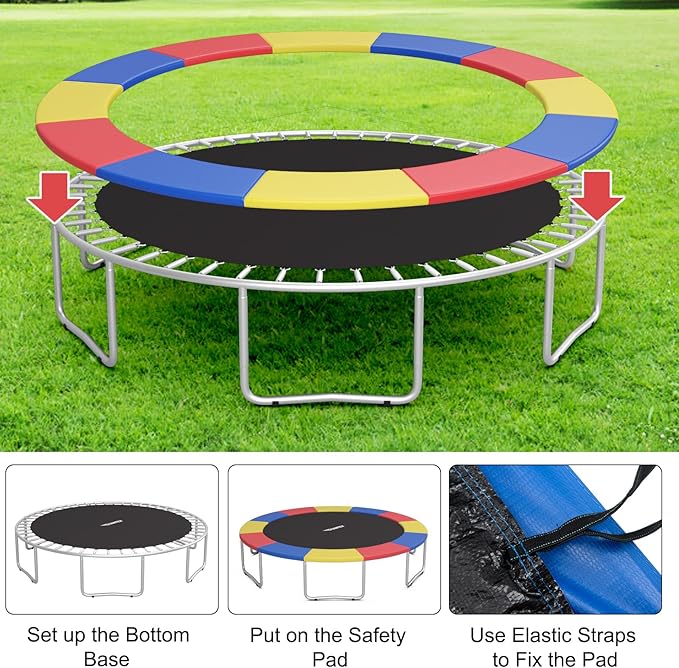 Giantex 8Ft 10Ft 12Ft 14Ft 15Ft 16Ft Trampoline Pad, Tear-Resistant Edge Cover Springs Protection Pad, All Weather Replacement Trampoline Safety Pad