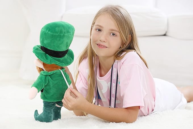 Leprechaun Plush Doll Toy for Kids, St Patricks Day Decorations, 16 Inches