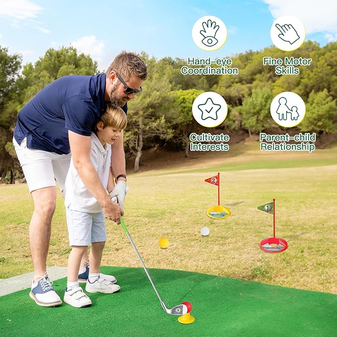 Liberry Kids Golf Clubs for 3 4 5 6 Years Old, Retractable Toddler Golf Set with Storage Bag, Outdoor Indoor Sports Toy for Boys Girls Birthday Gift