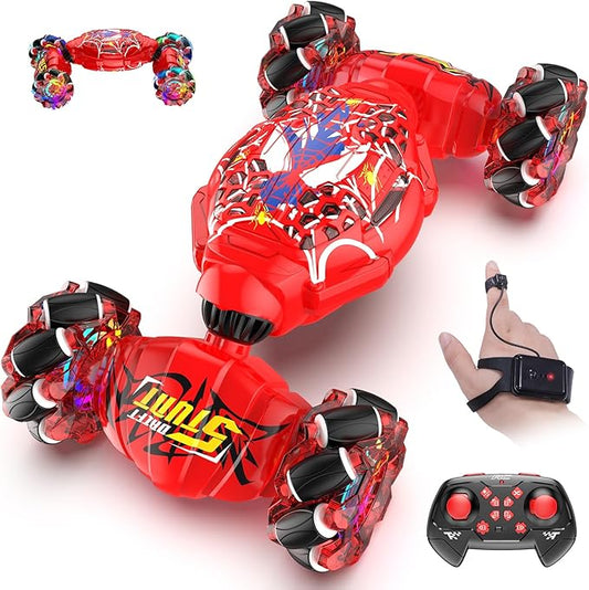 Nikuku Remote Control Car - 2.4GHz 4WD Gesture Sensing RC Stunt Car Toys for Boys and Girls Ages 6-12, 360° Rotating Drift RC Cars with Lights and Music, Ideal Birthday and Xmas Gift