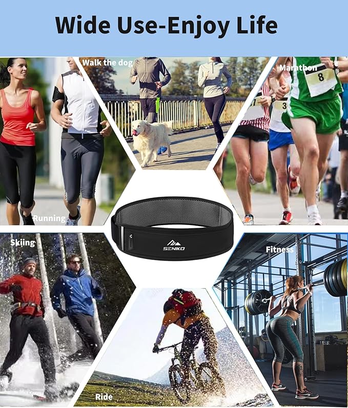 SENIKO Running Belt Hydration with Bottles,Fanny Pack Water Bottle Holder, Zipper Waist Pouch Fits Most phones,Zerobounce Design for Cycling Climbing Marathon (Combination Set)