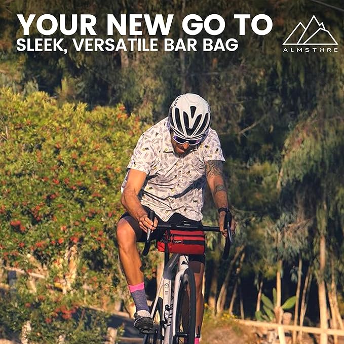 Signature Bar Bag – Rust Red | Hard-Shell Bike Handlebar Bag with Waterproof Zippers & Adjustable Straps | Lightweight Bicycle Handlebar Bag, Compatible with Road, Gravel & MTB Bikes