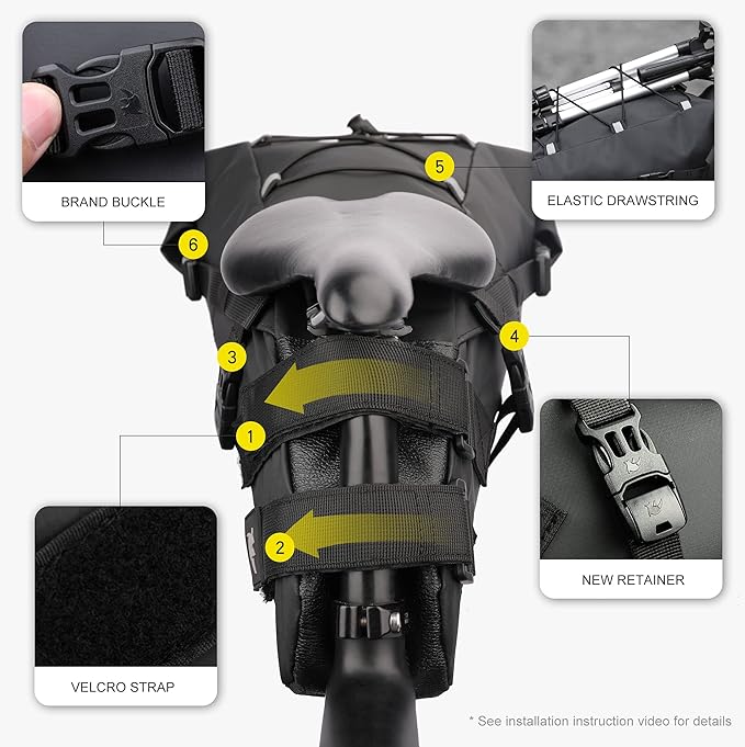 Rhinowalk Waterproof Bike Saddle Bag 10L - Under Seat Storage for Mountain Road Biking and Commuting Trips