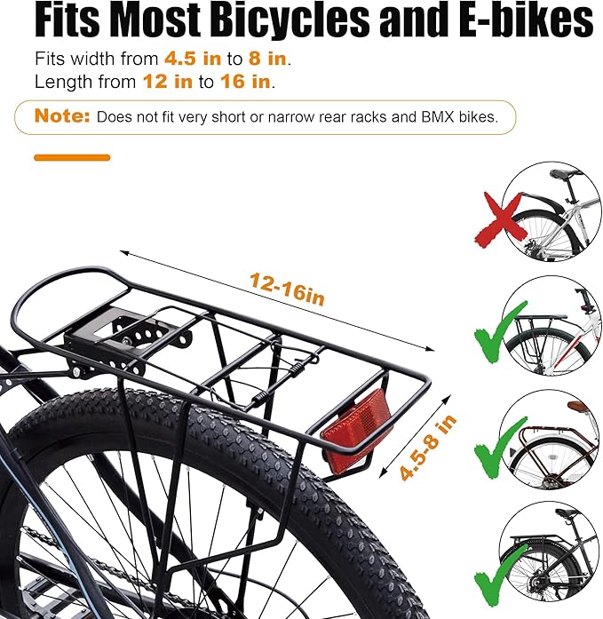 Bike Bags for Bicycle Rear Rack - 10L EVA Hard Shell Waterproof 3-in-1 Ebike Trunk Cargo Pannier Bag with Reflective Strip & Shoulder Strap for Commuter Travel Outdoor Cycling Accessories