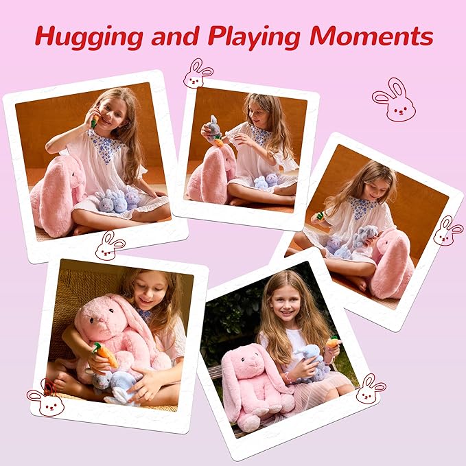 5 Pieces Rabbit Stuffed Animals for Girls,1 Mommy Rabbit with 4 Babies,Plush Bunny Stuffed Toy Gifts for Kids Children 3 4 5 6 7 8 9 Years,Soft Stuffed Bunny for Christmas,Birthday,Party Decorations