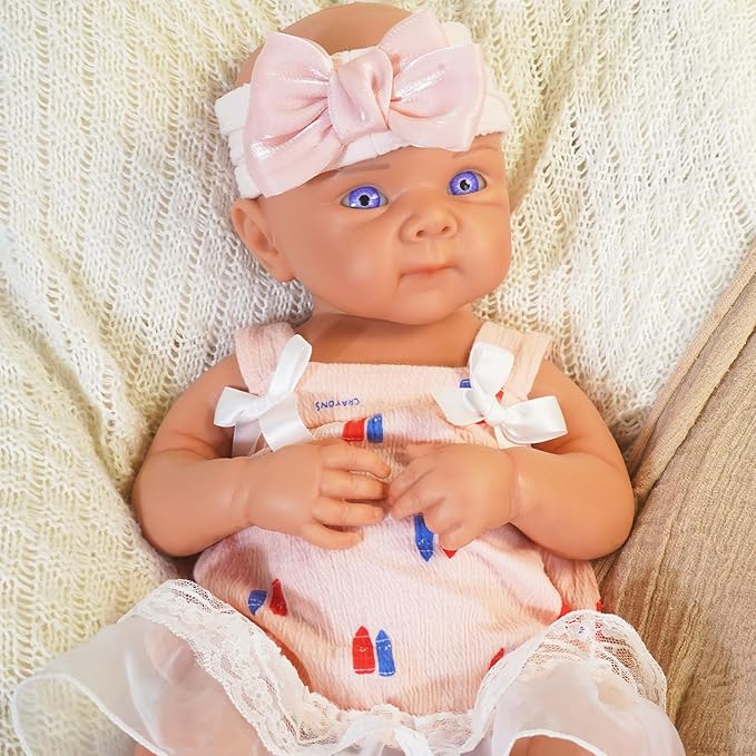 19.69 in Full Silicone Reborn Baby Dolls, 1:1 Lifelike Newborn Dolls Non Vinyl Realistic Reborn Toddler Dolls Boy Washable Sleeping Doll
