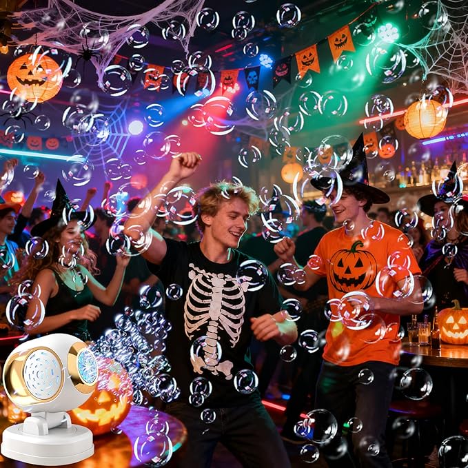 BOMOCO Bubble Machine Battery Operated Durable Bubble Blower Machine Automatic Bubble Machines for Kids Toddlers Parties Wedding Birthday Summer Outdoor Indoor Beach Halloween Favors, White