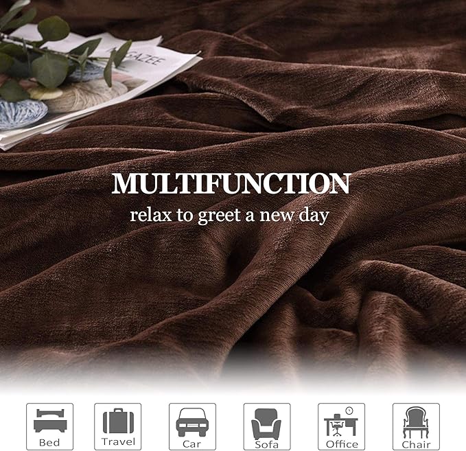 NANPIPER Sherpa Blanket Warm Blankets for Winter Super Soft Fuzzy Flannel Fleece/Wool Like Reversible Velvet Plush Couch Blanket Lightweight(Brown Throw Size 50"x60")