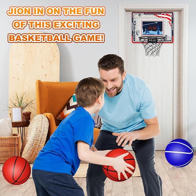 Indoor Basketball Hoop, Mini Basketball Hoop with LED Lights, Timer and Scoreboard, Indoor Basketball Hoop for Kids 3-12, for Boys and Girls