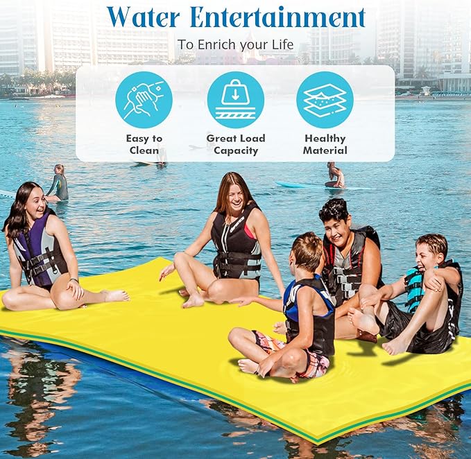 Lily Pad Floating Mat, 7/9/12/18 FT Floating Mat, Pool Float for Water Recreation, Floating Water Mat, 3-Layer Tear-Resistant XPE Foam for Boat, Beach, Ocean, Pool,Lake