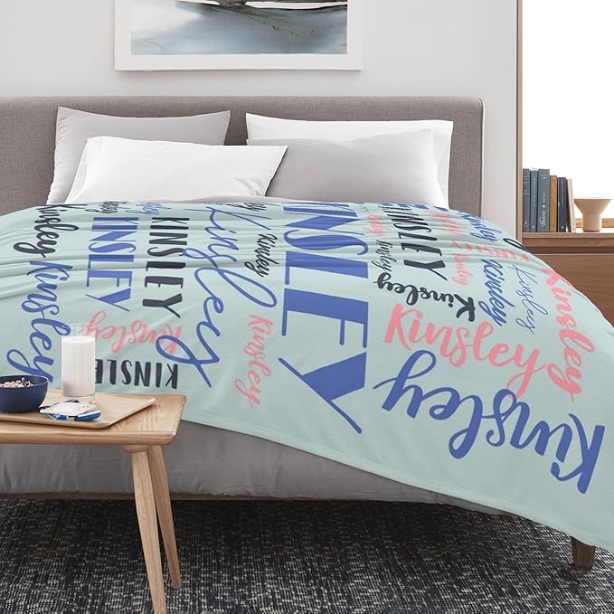 Name Blanket Personalized Blanket for Adult Kids Flannel Customize Throw Blanket Custom (Color 11, 60 x 80 Inches)