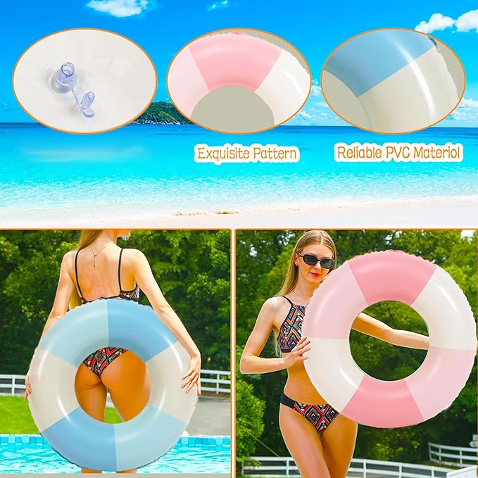 Swimming Pool Tubes-2PCS Inflatable Pool Floats for Adult Swim Ring Pool Floaties Inflatable Swimming Pool Raft Party Water Summer Beach Lounger Float Party Supplies