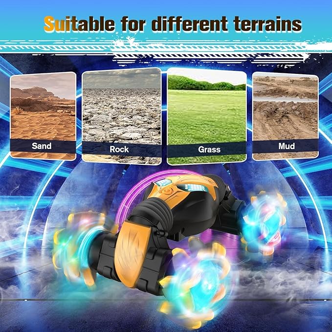 1:12 Gesture Sensing RC Stunt Car, 4WD Hand Controlled Remote Control Twist Cars with Light & Music, 360° Rotate Transform Drift, Gifts for 6-8-12 Kids Age 6 7 8 9 10 11 12 Yrs Old‌