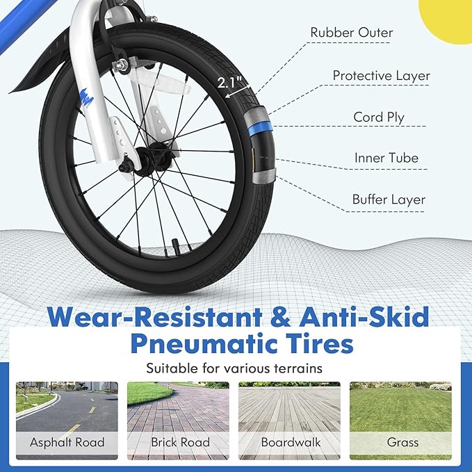 COSTWAY Kids Bike, 12 14 16 18 Inch Toddler Bike for Boys & Girls Aged 3-8 Years Old, Kids Bicycle w/Removable Training Wheels, Handbrake & Coaster Brake, Basket, Bell