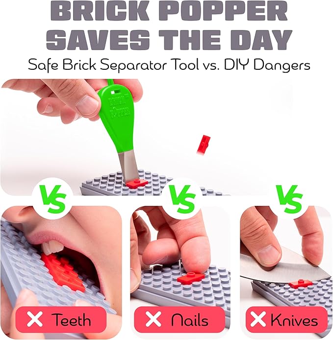 Brick Popper - World's Fastest Separator Tool - Efficient Remover for Kids and Adults - Perfect for Ages 6 and Up - Essential Brick Tool (Lime Green)