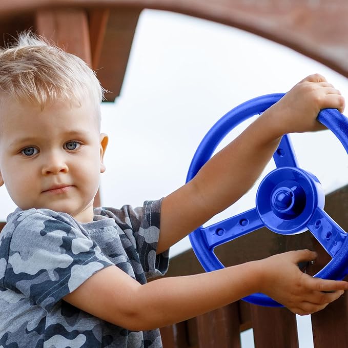 Playground Steering Wheel Accessories Plastic Swingset Steering Wheel Pirate Ship Steering Wheel Playset for Outdoor Backyard Treehouse Playground Jungle Gym (1, Blue)