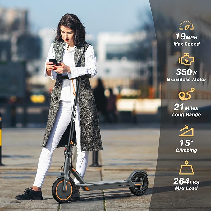 WERHY Electric Scooter, 350W/500W Motor, Top Speed 19/22 mph, Max 16/23/25/28Miles Ranges, Foldable E Scooter for Adults
