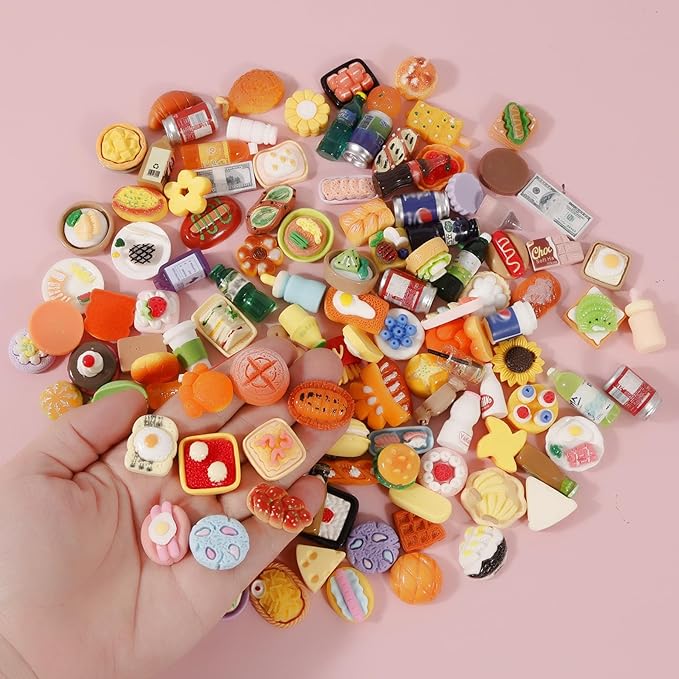 139 Pcs Mini Shopping Cart Basket Miniature Food Drink Toy Supermarket, Miniature Dollhouse Furniture and Accessories,Grocery Store Pretend Play,Doll House Refrigerator Mini Fridge Toy Mini Food Set