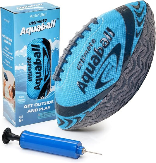 Activ Life Water Football for Pool, Beach, Outdoor, 9.5-inch Waterproof Pool Toys for Kids, Heavy-Duty Water Ball, Double Lacing for Easy Grip, Lake Toys for Sports & Family Games