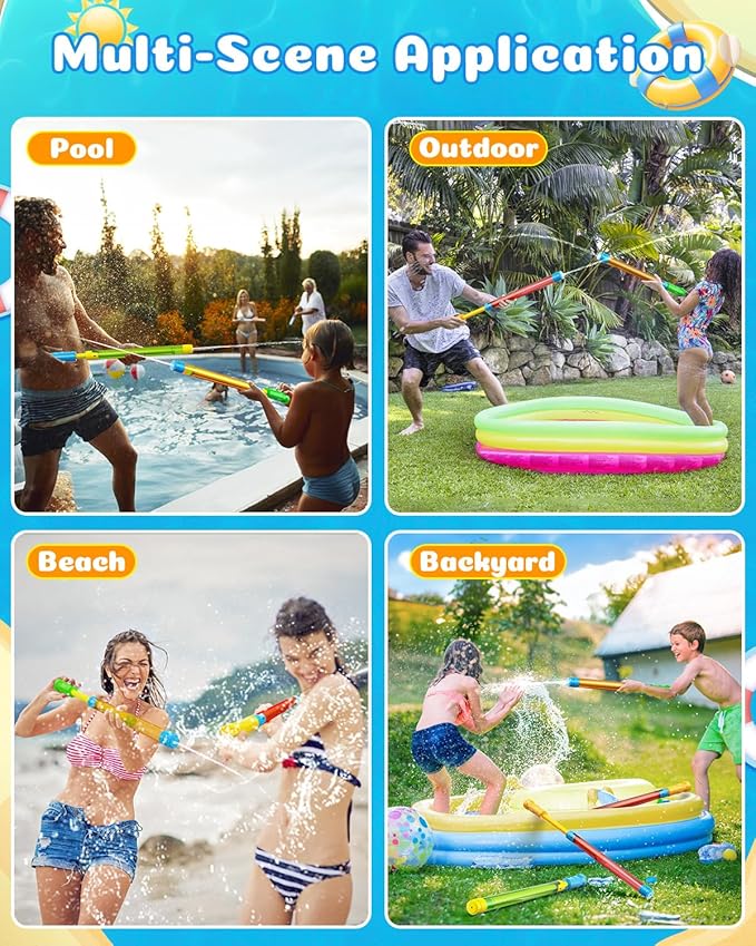 Water Gun Squirt Toys for Kids Adults: Shoot Up to 40 Feet - Outdoor Super Blaster Water Guns for Kids Age 3-4-5-8-12 Bulk - Fun Water Squirter Toy for Swimming Pool Beach Summer Outside Party Games