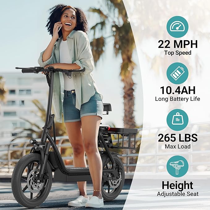 NAVIC Electric Scooter Adults,Max 19/27 Miles Ranges,Top Speed 19/22 mph,350/500W Peak Motor, Folding E-Scooter with Dual Braking Dual Suspension