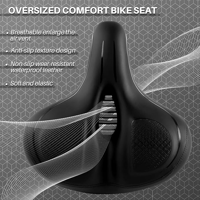 Oversized Bike Seat for Peloton Bike & Bike+, Wide Bicycle Saddle Replacement Compatible with Peloton, Exercise or Road Bikes, Seat Cushion for Men & Women