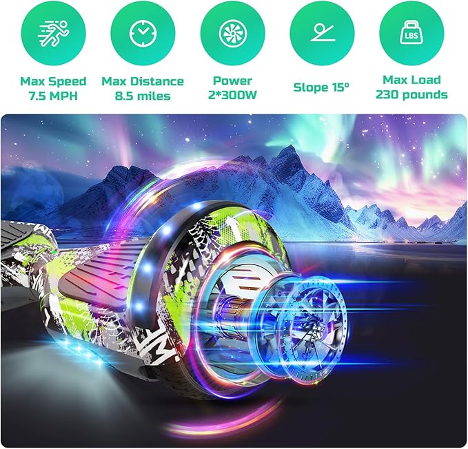 Scooter with Seat Attachment for Kids Adults, 6.5'' 8.5''Balancing Scooter with Bluetooth Speakers & Colorful LED Light with Kart