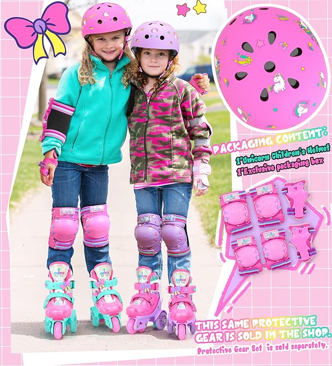Kids Bike Helmet for Girls 3-5-8-14, Unicorn Adjustable Toddler Helmets for Bicycle, Roller Skating, Skateboard, Scooter, Skiing