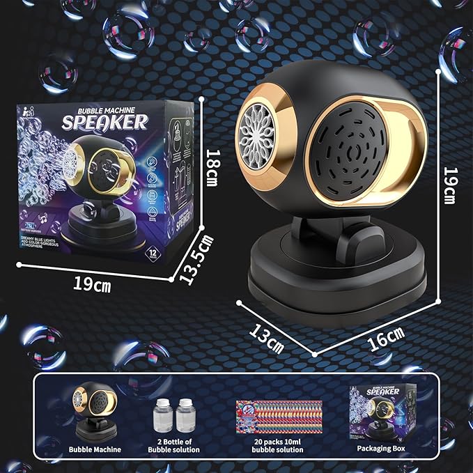 BOMOCO Bubble Machine Battery Operated Durable Bubble Blower Machine Automatic Bubble Machines for Kids Toddlers Parties Wedding Birthday Summer Outdoor Indoor Beach Halloween Favors, Black