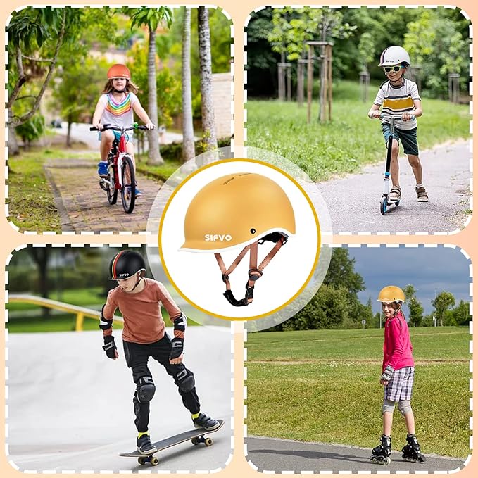 Kids Helmet, SIFVO Kids Bike Helmet Skateboard Helmet Scooter Helmet All-Round Protection Boys Girls Bike Helmet Kids to Youth Extended Visor Adjustable & Durable 51-55cm