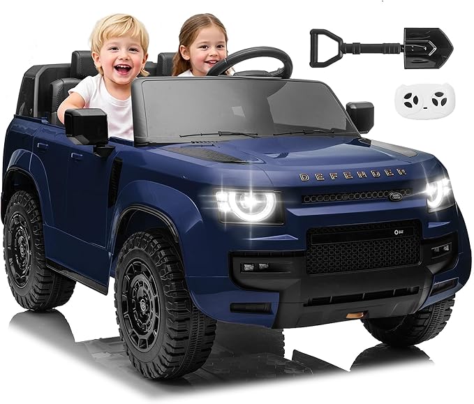 24V Licensed Land Rover 2 Seater Ride on Car for Kids, Battery Powered Electric Car Ride on Vehicle with Parent Remote Control, LED Light, Spring Suspension, Suitable for Aged 3-8, Blue